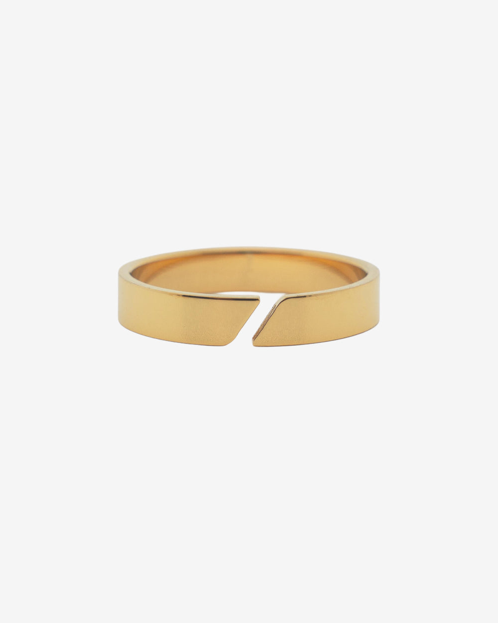 Gold adjustable ring with a 4mm wide band and a bold cutout detail