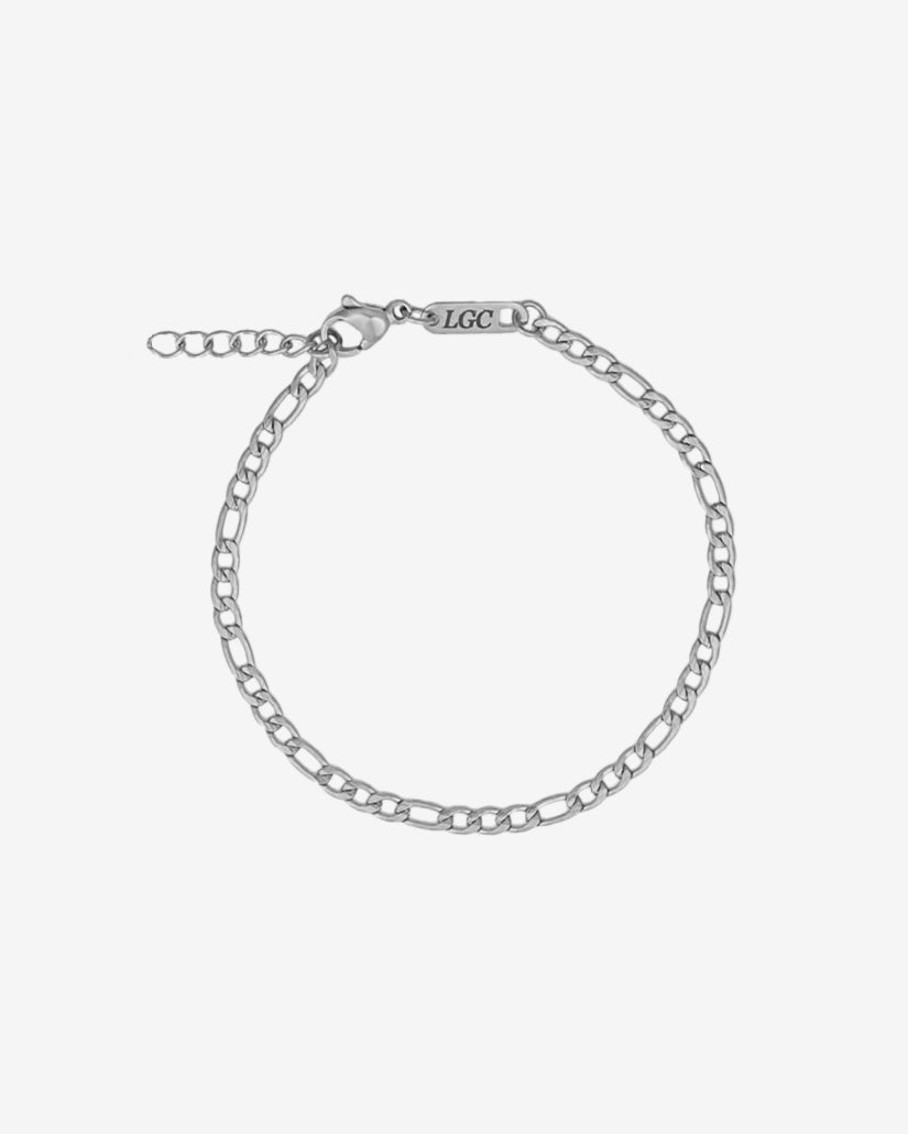 Amalfi silver bracelet with a classic chain link design on a white background