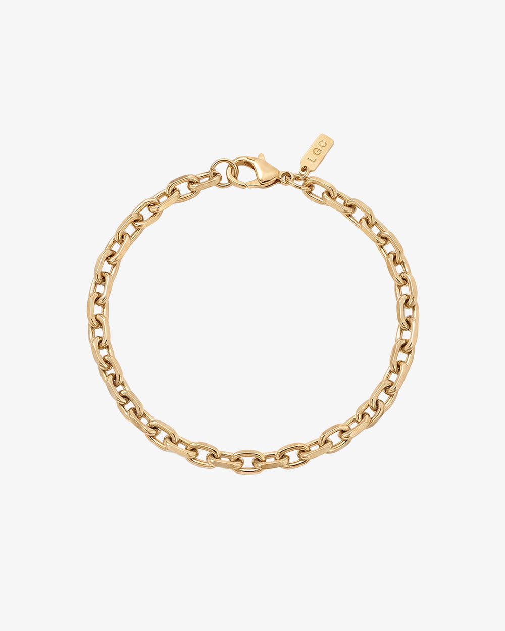 Goldenes Kettenarmband mit großen Gliedern, Karabinerverschluss und verstellbarer Verlängerung