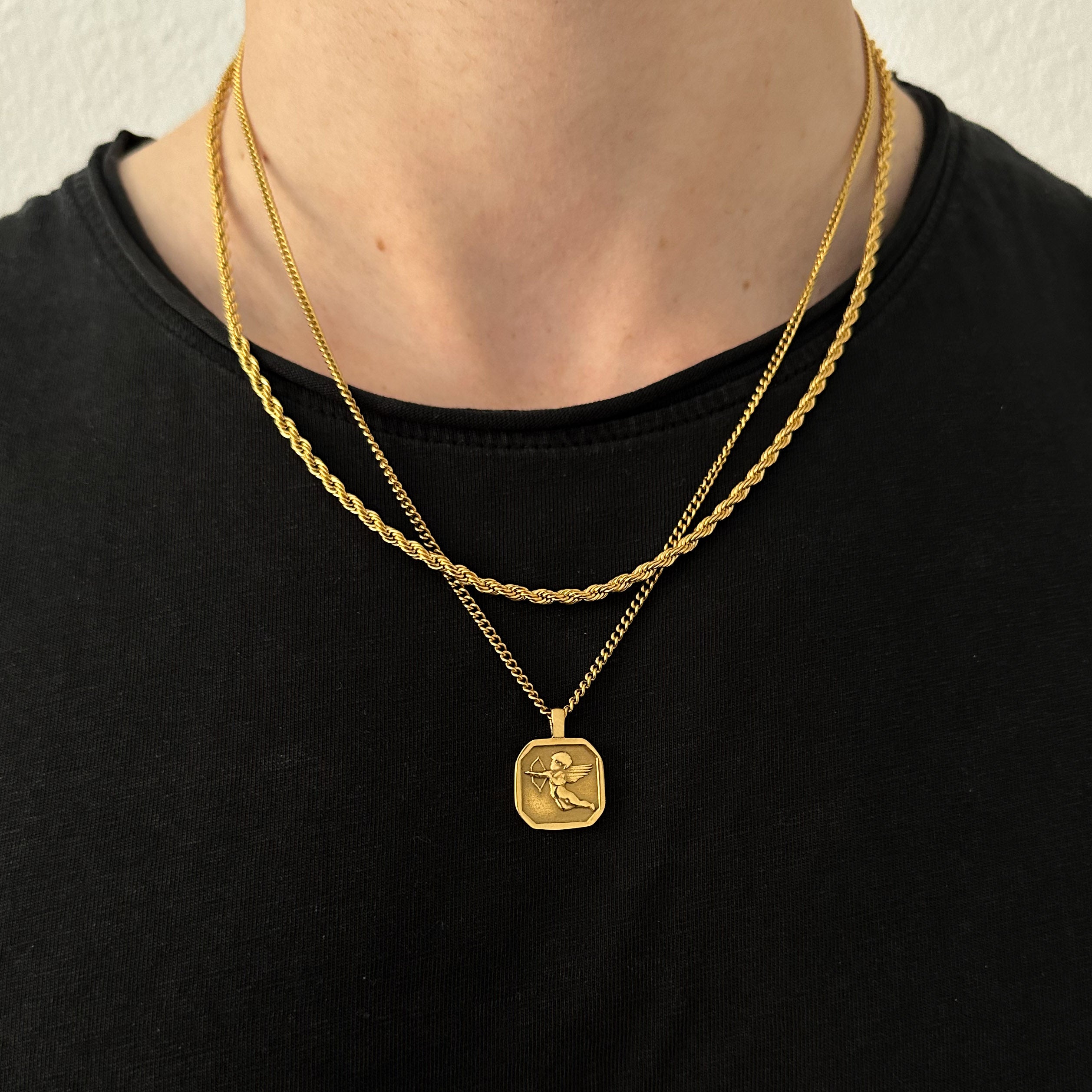 Black Onyx Stone - Necklace for Men - 18K gold necklace -Talisa