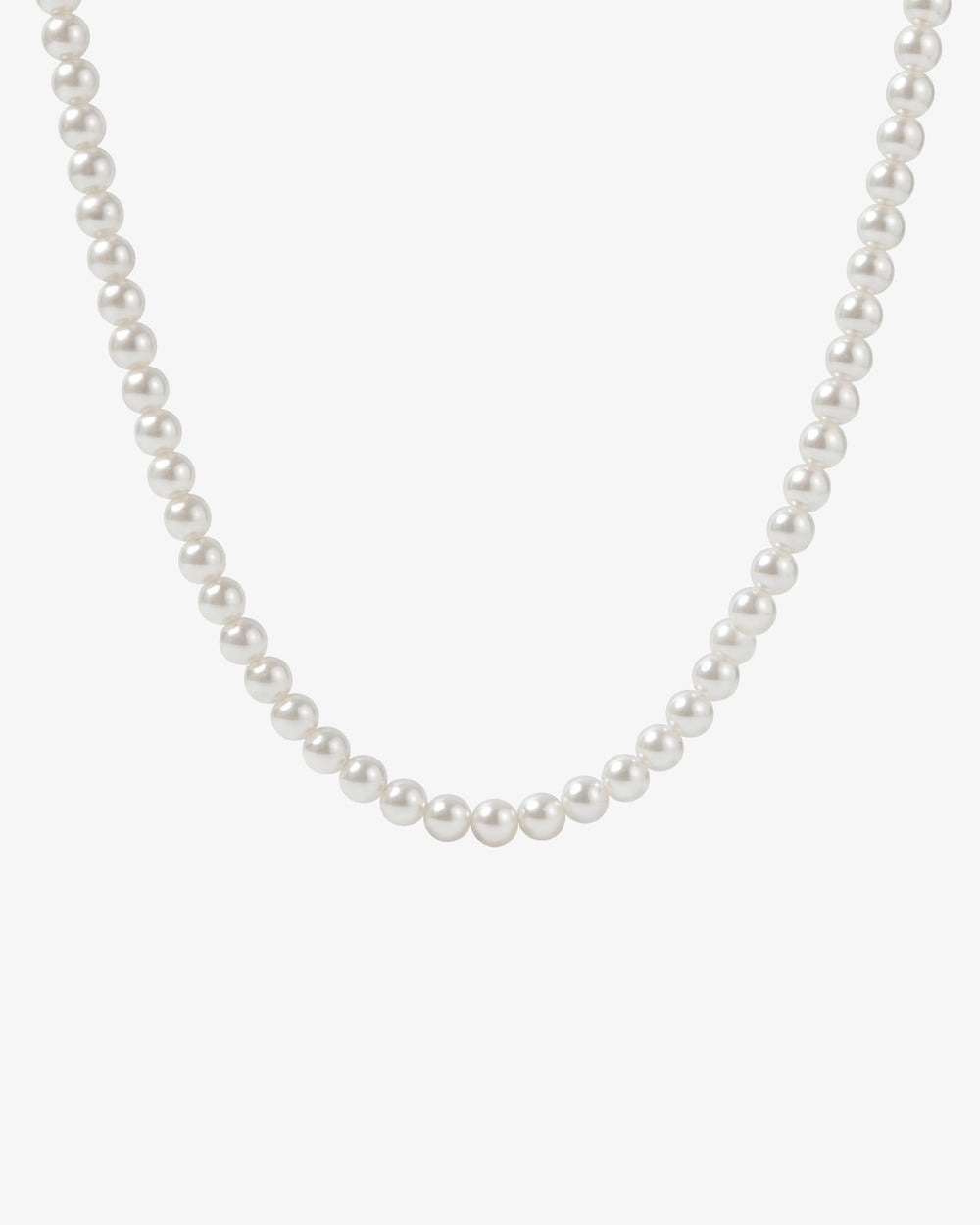 Bellagio Pearl Chain necklace with 5mm white shell pearls on a white background