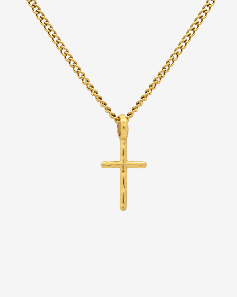 Gold cross necklace with a 50 cm chain and 5 cm extender pendant 27 by 13 mm