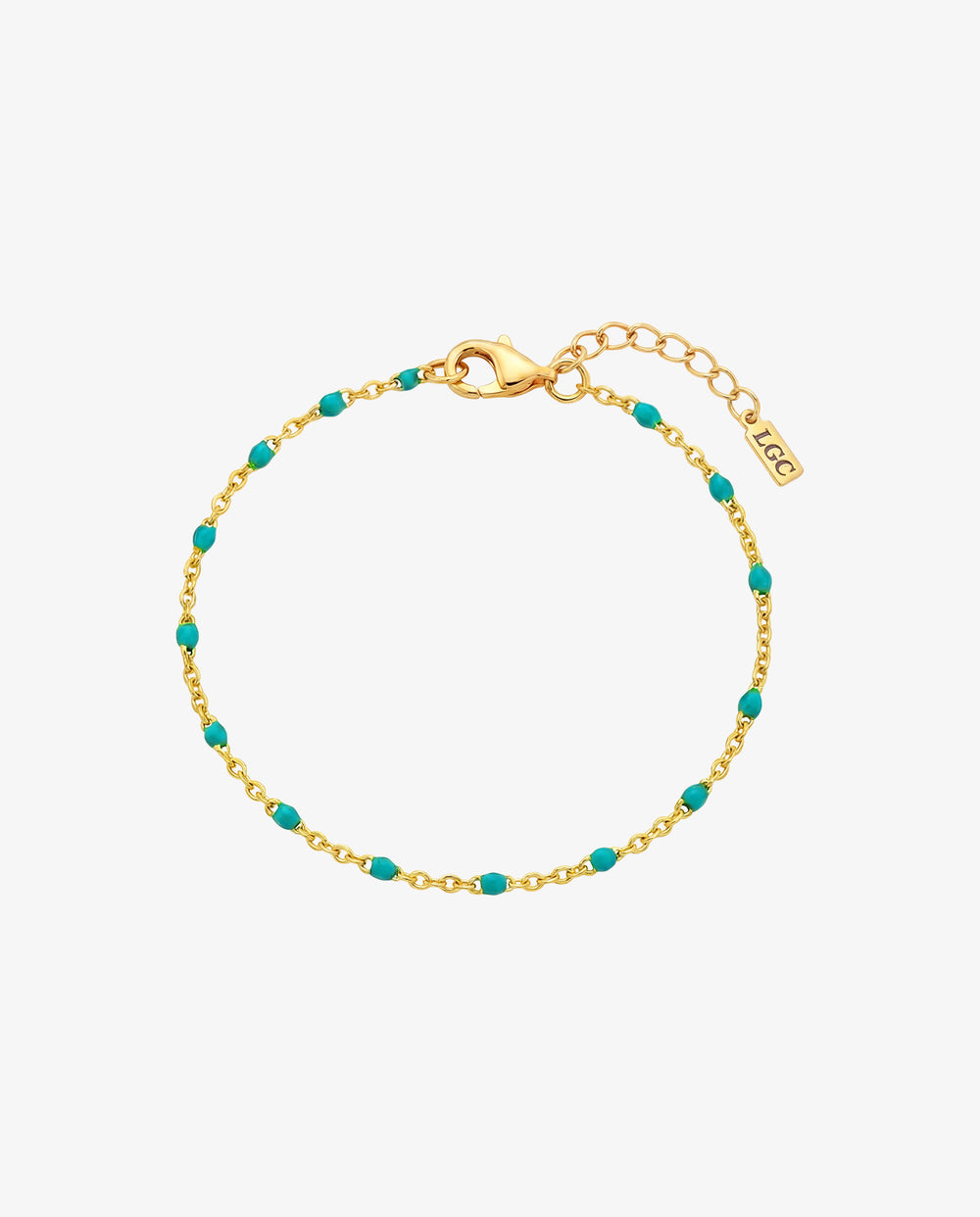GEM GOLD BRACELET with turquoise beads along a slim gold chain and adjustable length