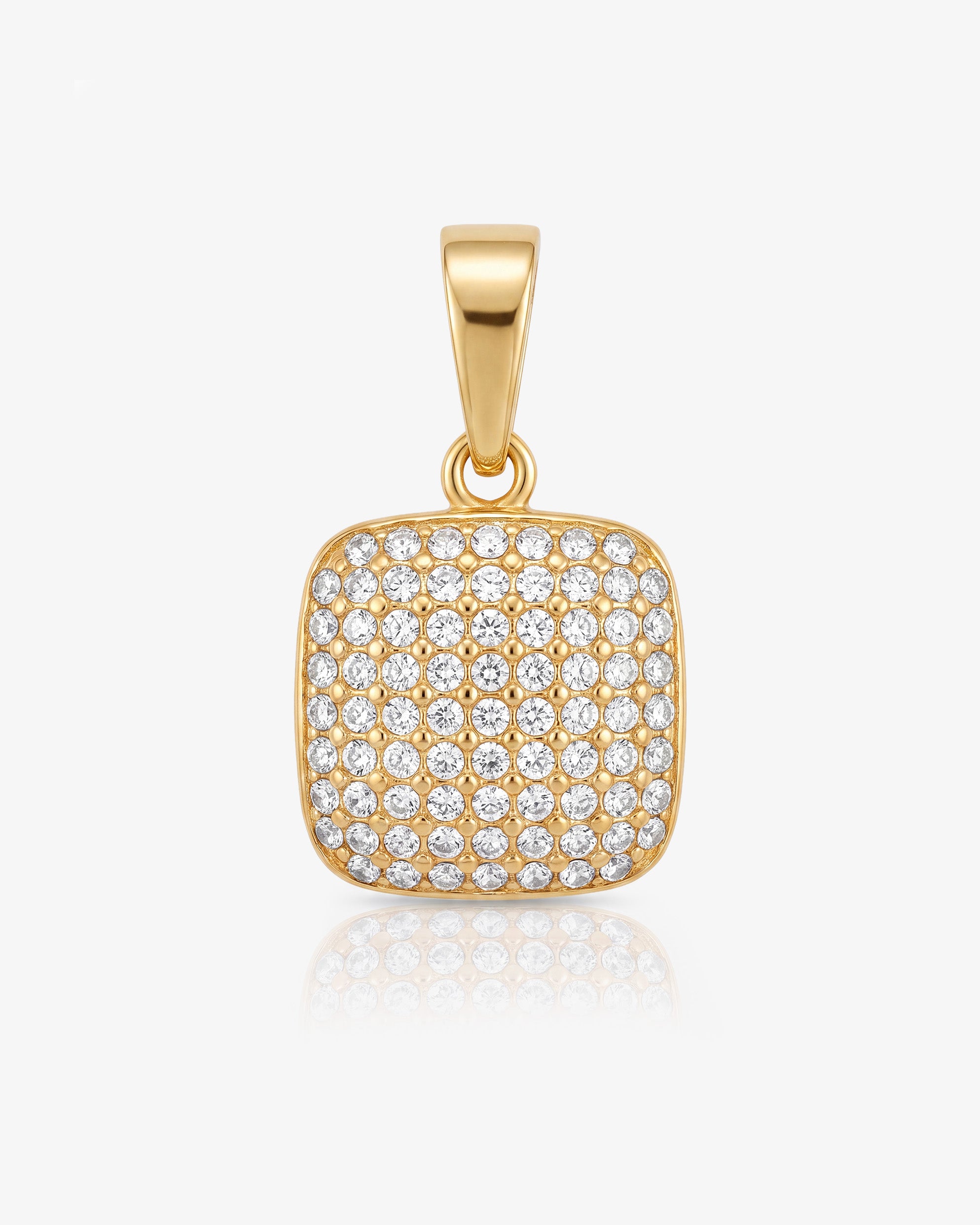 Colgante MINI ICY de oro con cruz cuajada de diamantes pavé.