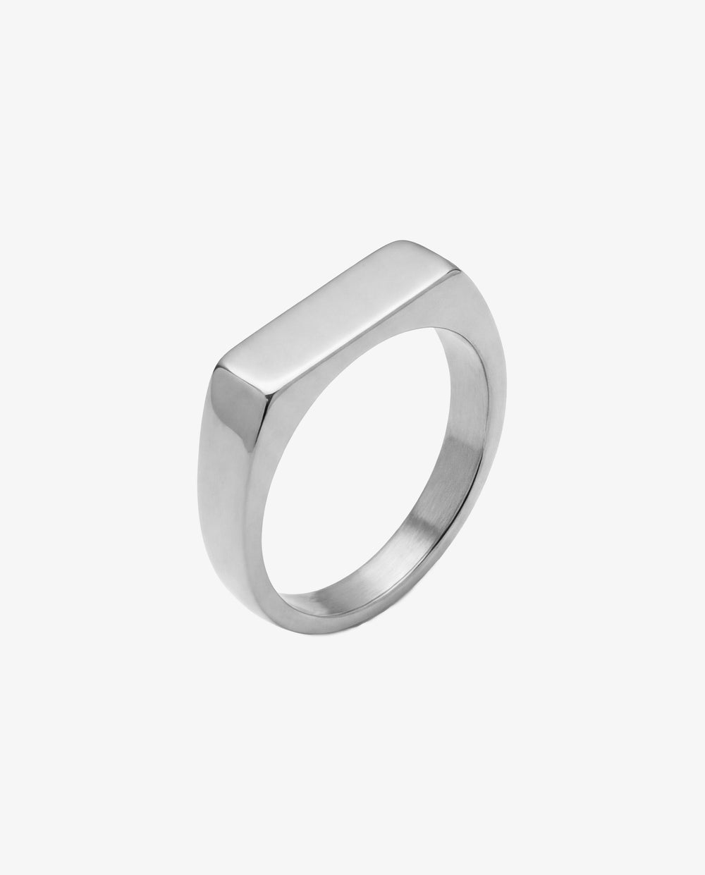 MILO silver ring with clean minimalist lines worn on a man's hand