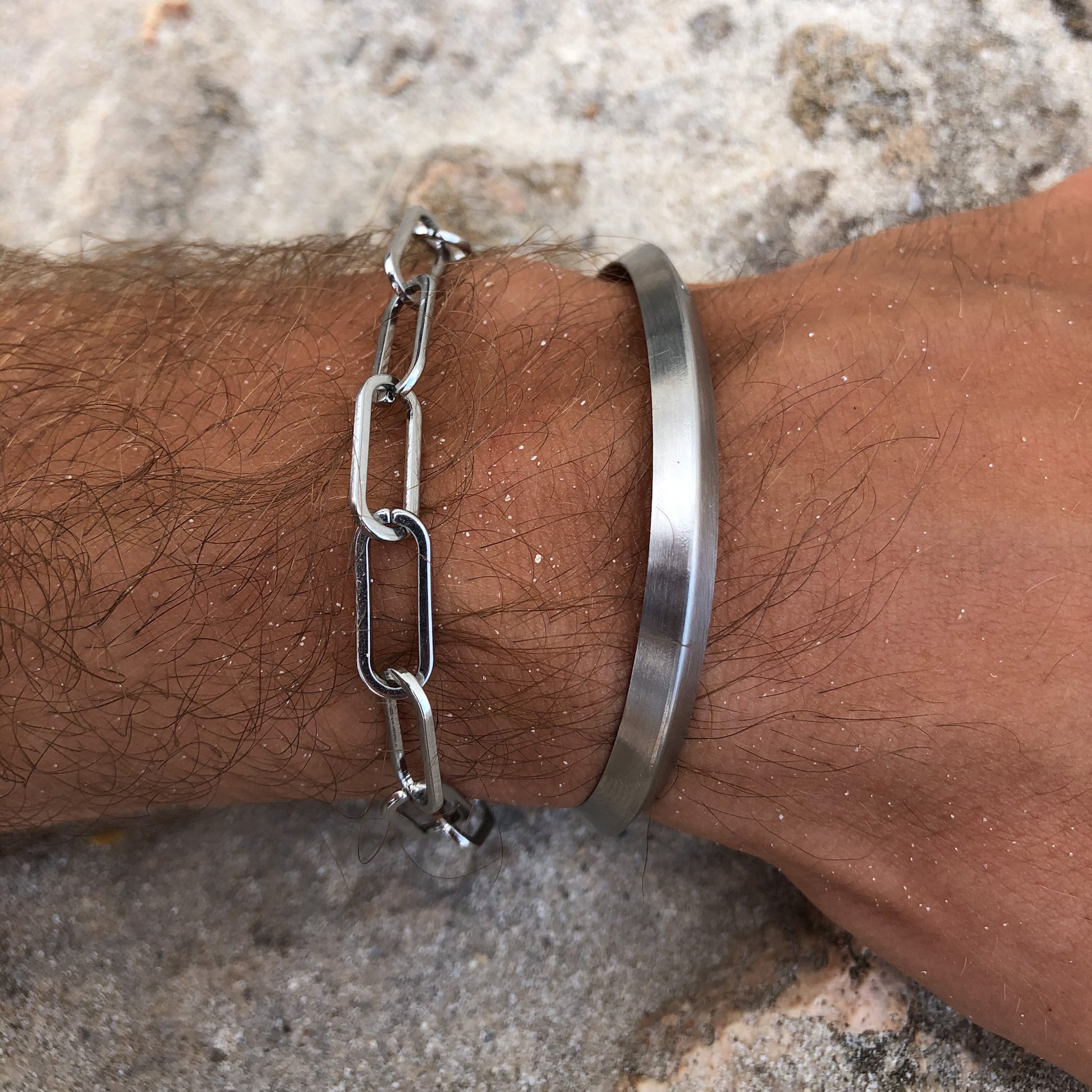 stainless steel silver bracelet for men